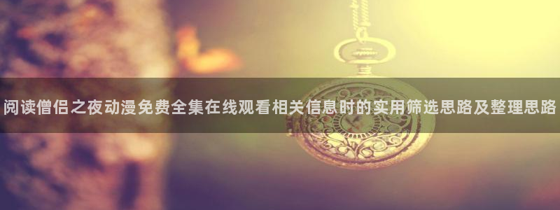 中国里番动漫在线观看：阅读僧侣之夜动漫免费全集在线观看相关信息时的实用筛选思路及整理思路配图